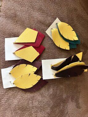 Lot of 4 Handmade Leather Earrings - Great Gift - Unique - Beautiful